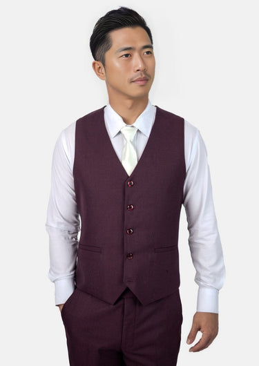 Burgundy Sharkskin Vest - SARTORO