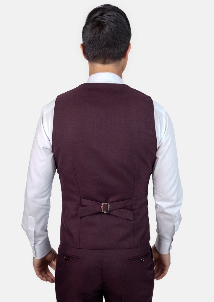 Burgundy Sharkskin Vest - SARTORO