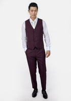 Burgundy Sharkskin Vest - SARTORO674