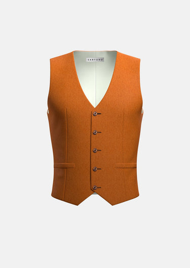 Burnt Orange Linen Vest - SARTORO