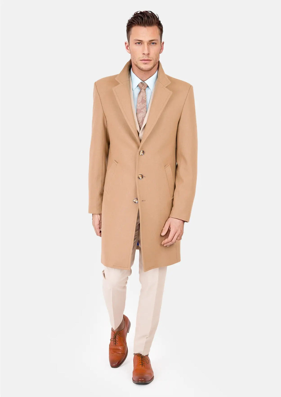 Camel Brown Wool Overcoat SARTORO Custom Made Men s Coats Standard Light