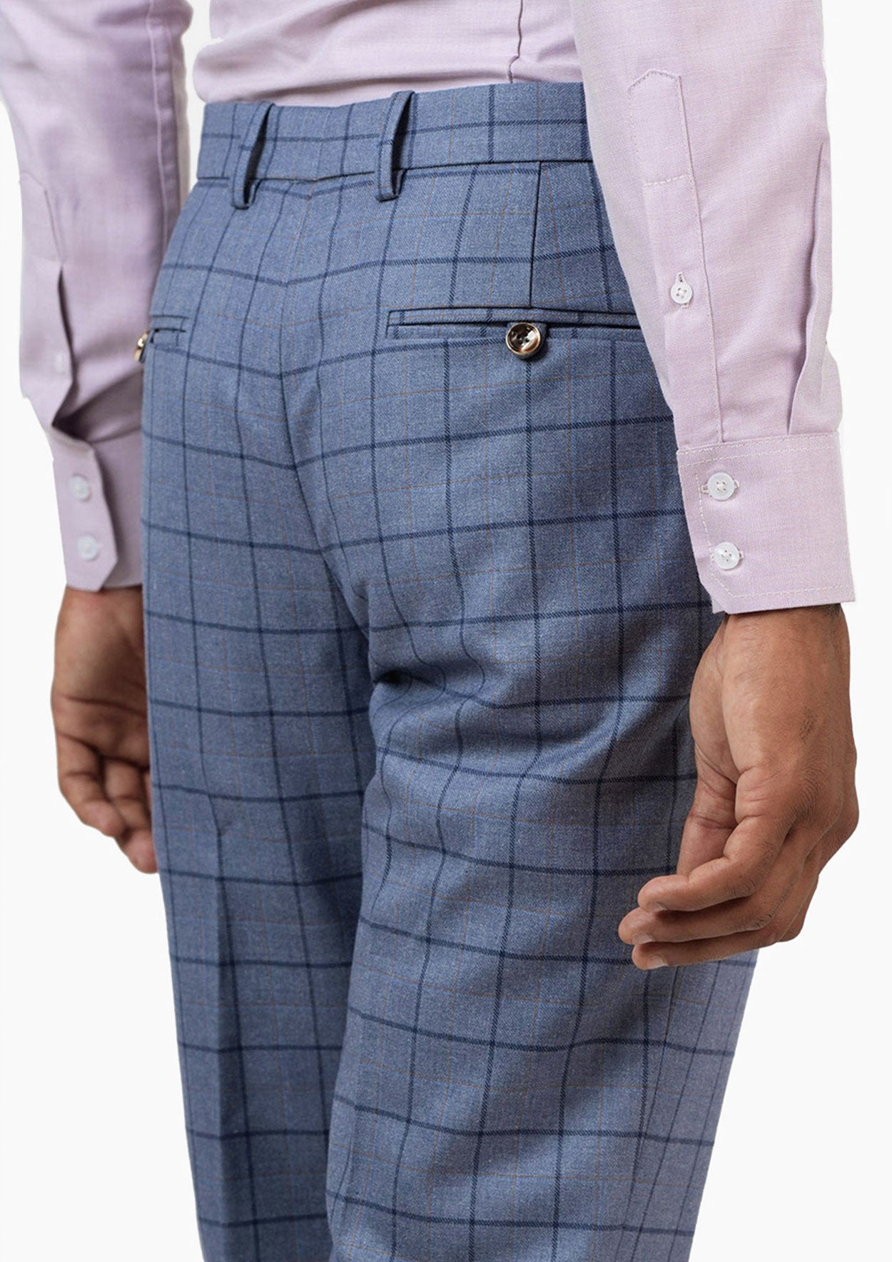 Carolina Blue Windowpane Pants - SARTORO