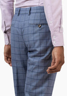 Carolina Blue Windowpane Pants - SARTORO459
