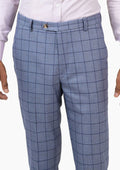 Carolina Blue Windowpane Pants - SARTORO