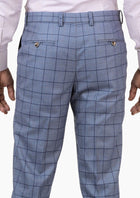 Carolina Blue Windowpane Pants - SARTORO376