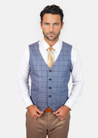 Carolina Blue Windowpane Vest - SARTORO809