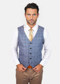 Carolina Blue Windowpane Vest - SARTORO