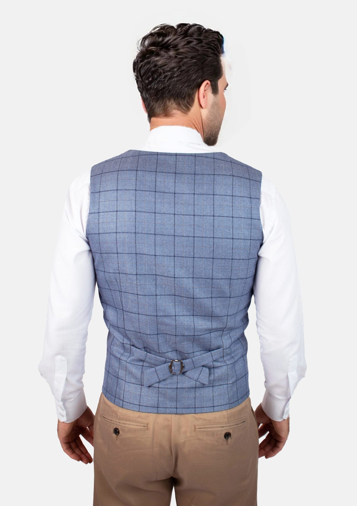 Carolina Blue Windowpane Vest - SARTORO