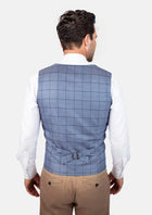 Carolina Blue Windowpane Vest - SARTORO367