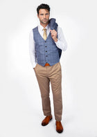 Carolina Blue Windowpane Vest - SARTORO804