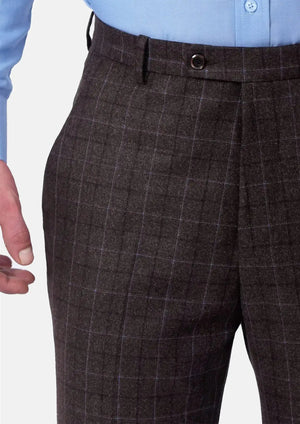 Cedar Brown Flannel Windowpane Pants - SARTORO