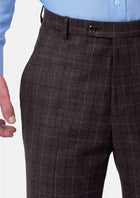 Cedar Brown Flannel Windowpane Pants - SARTORO663