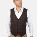 Cedar Brown Flannel Windowpane Vest - SARTORO