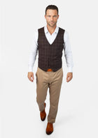 Cedar Brown Flannel Windowpane Vest - SARTORO426