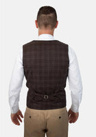 Cedar Brown Flannel Windowpane Vest - SARTORO136