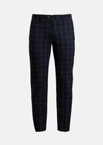 Charcoal Blue Check Flannel Pants - SARTORO