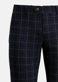 Charcoal Blue Check Flannel Pants - SARTORO