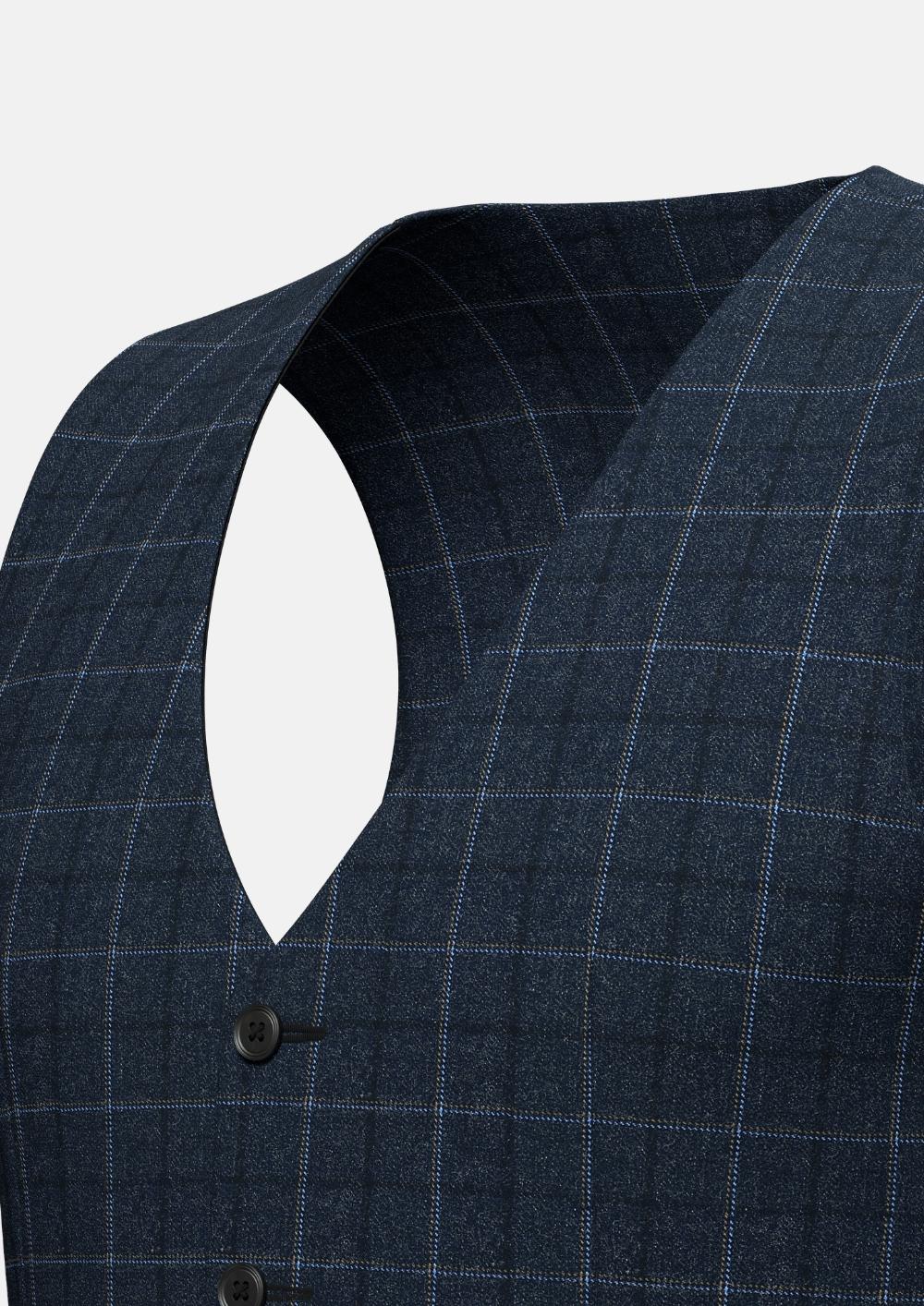 Charcoal Blue Check Flannel Vest - SARTORO