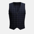 Charcoal Blue Check Flannel Vest - SARTORO