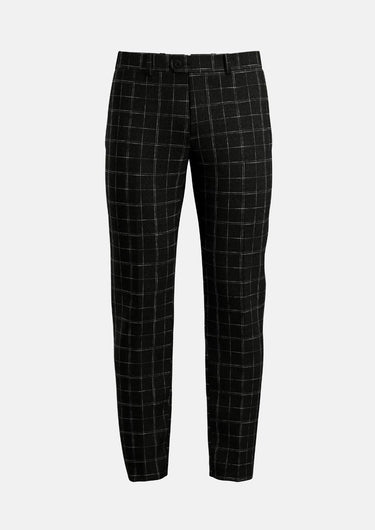 Charcoal Flannel Windowpane Pants - SARTORO