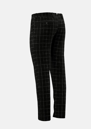 Charcoal Flannel Windowpane Pants - SARTORO