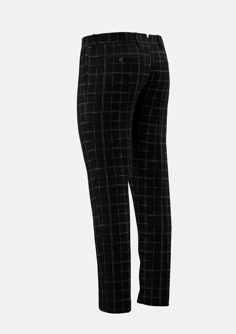 Charcoal Flannel Windowpane Pants - SARTORO