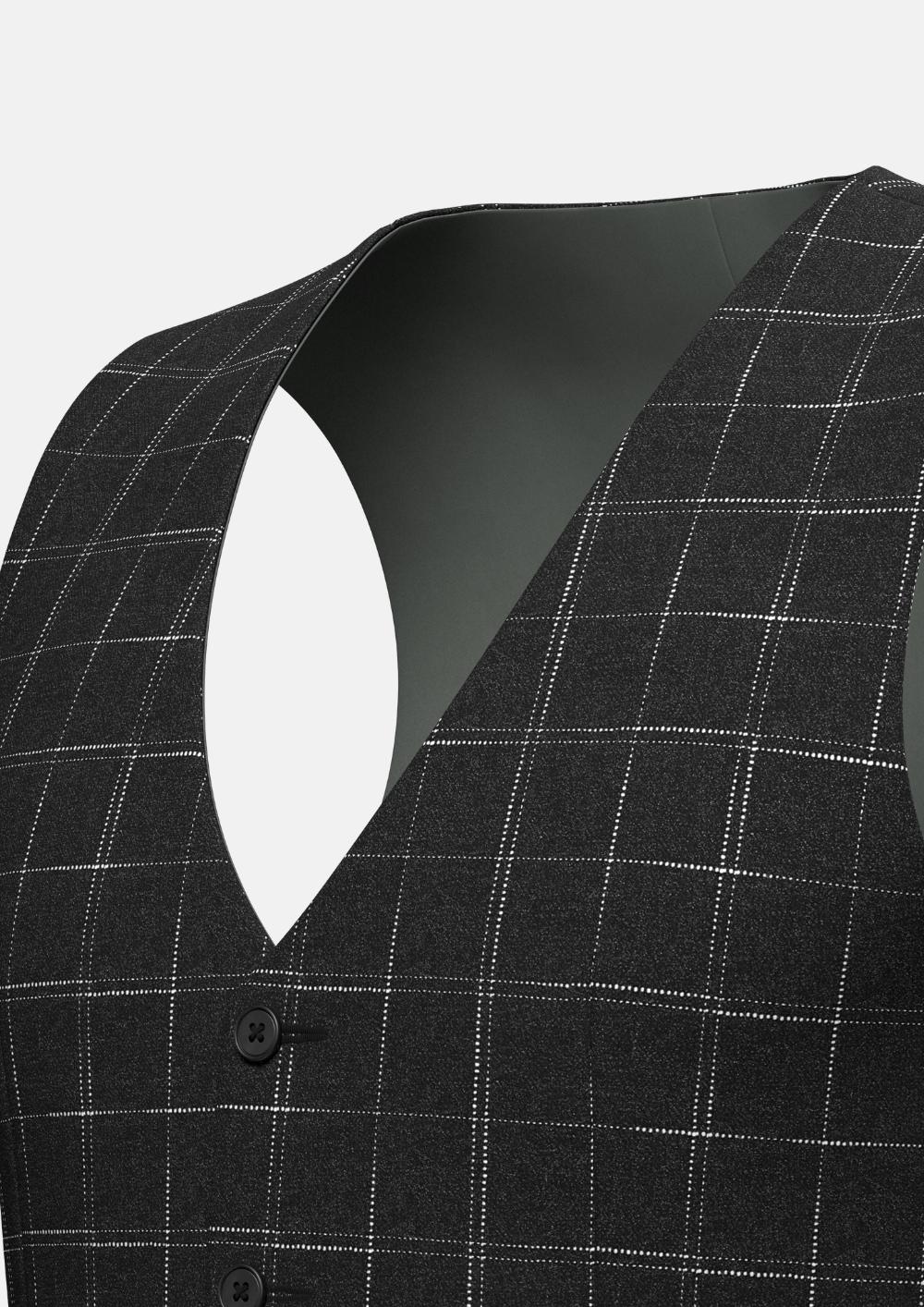 Charcoal Flannel Windowpane Vest - SARTORO