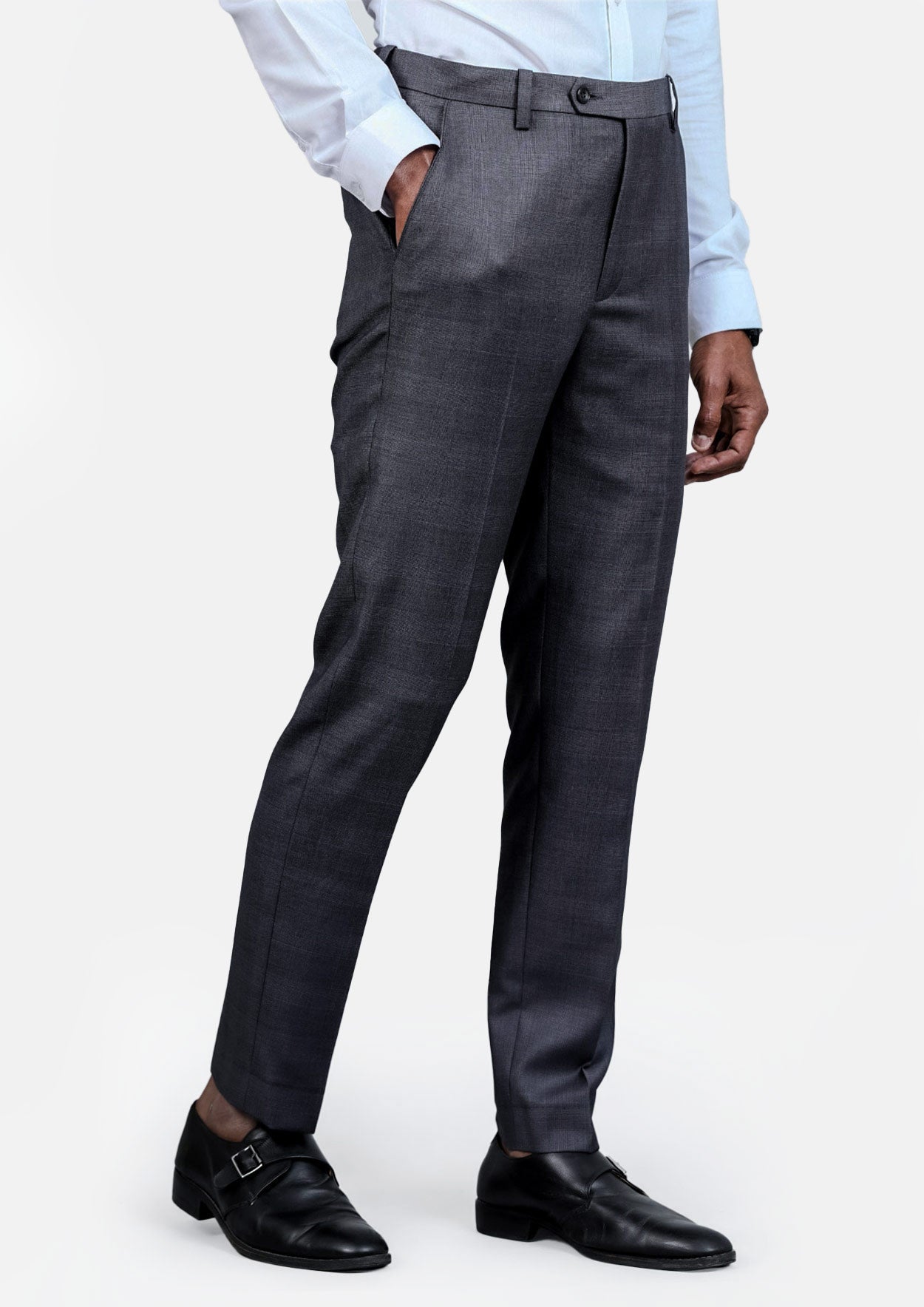 Charcoal grey Faux Wool Tailored Trouser | Abdel – motelrocks.com