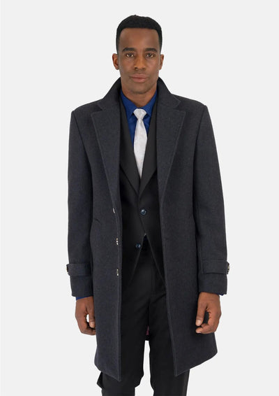 Charcoal Wool Classic Overcoat - SARTORO