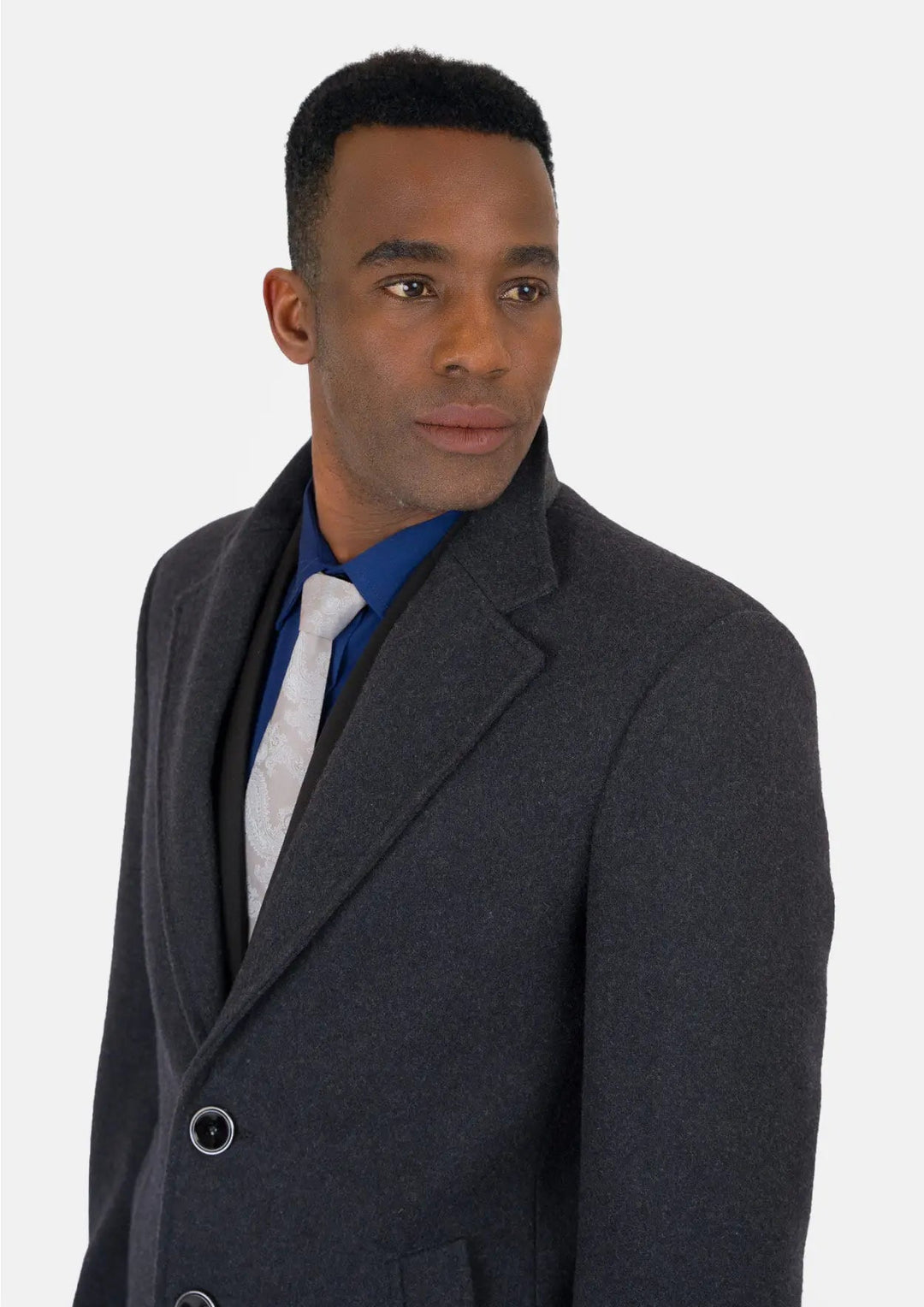 Charcoal Wool Classic Overcoat - SARTORO