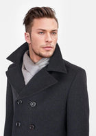 Charcoal Wool Signature Peacoat - SARTORO857