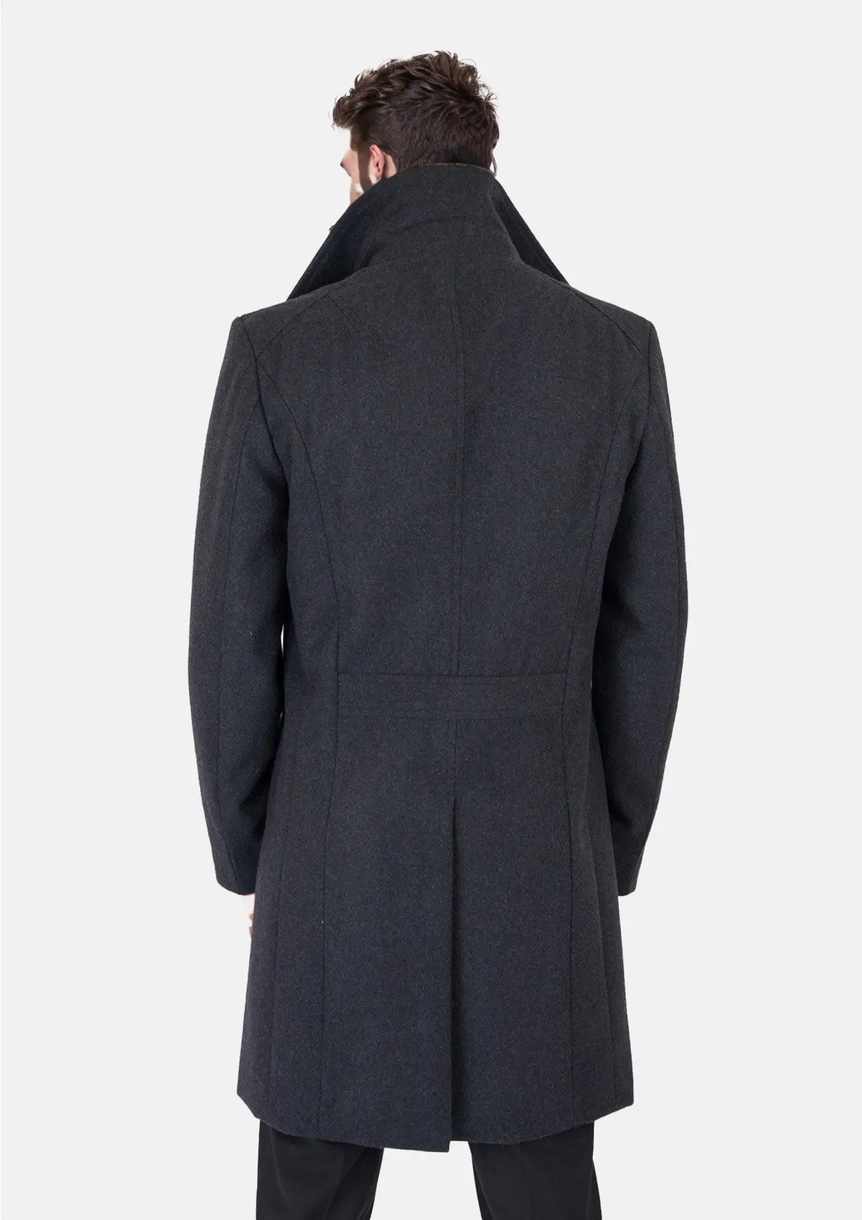 Charcoal Wool Signature Peacoat - SARTORO