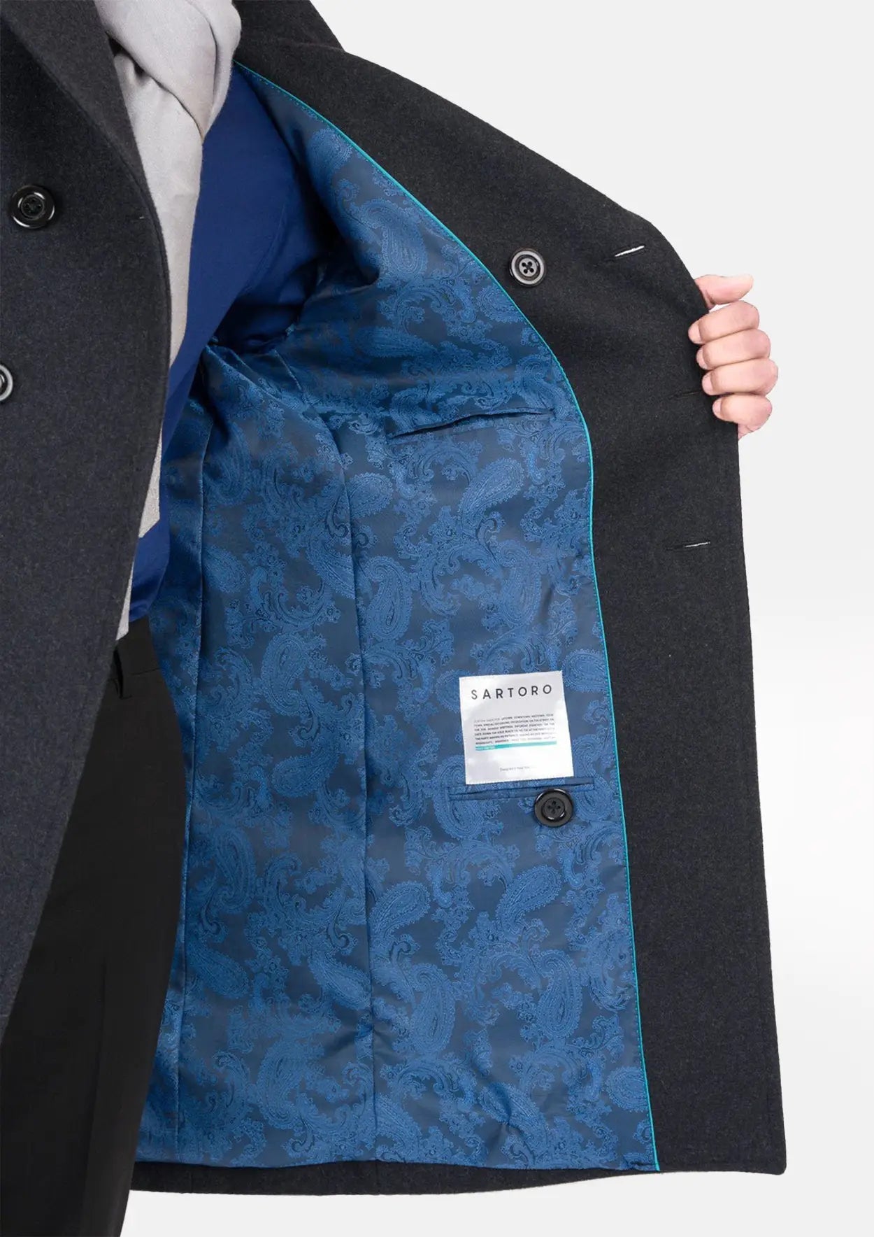 Charcoal Wool Signature Peacoat - SARTORO