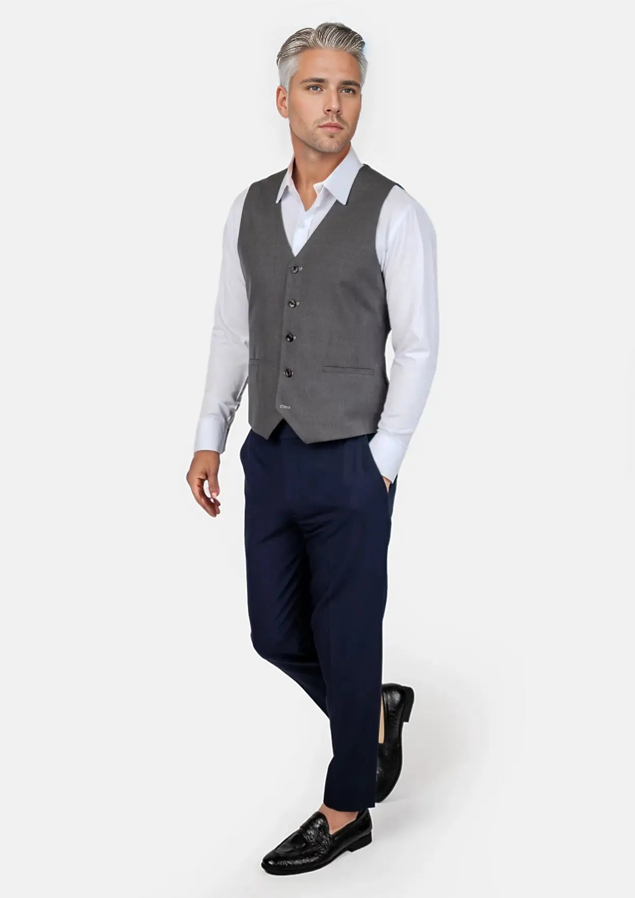 Charcoal Wool Vest - SARTORO