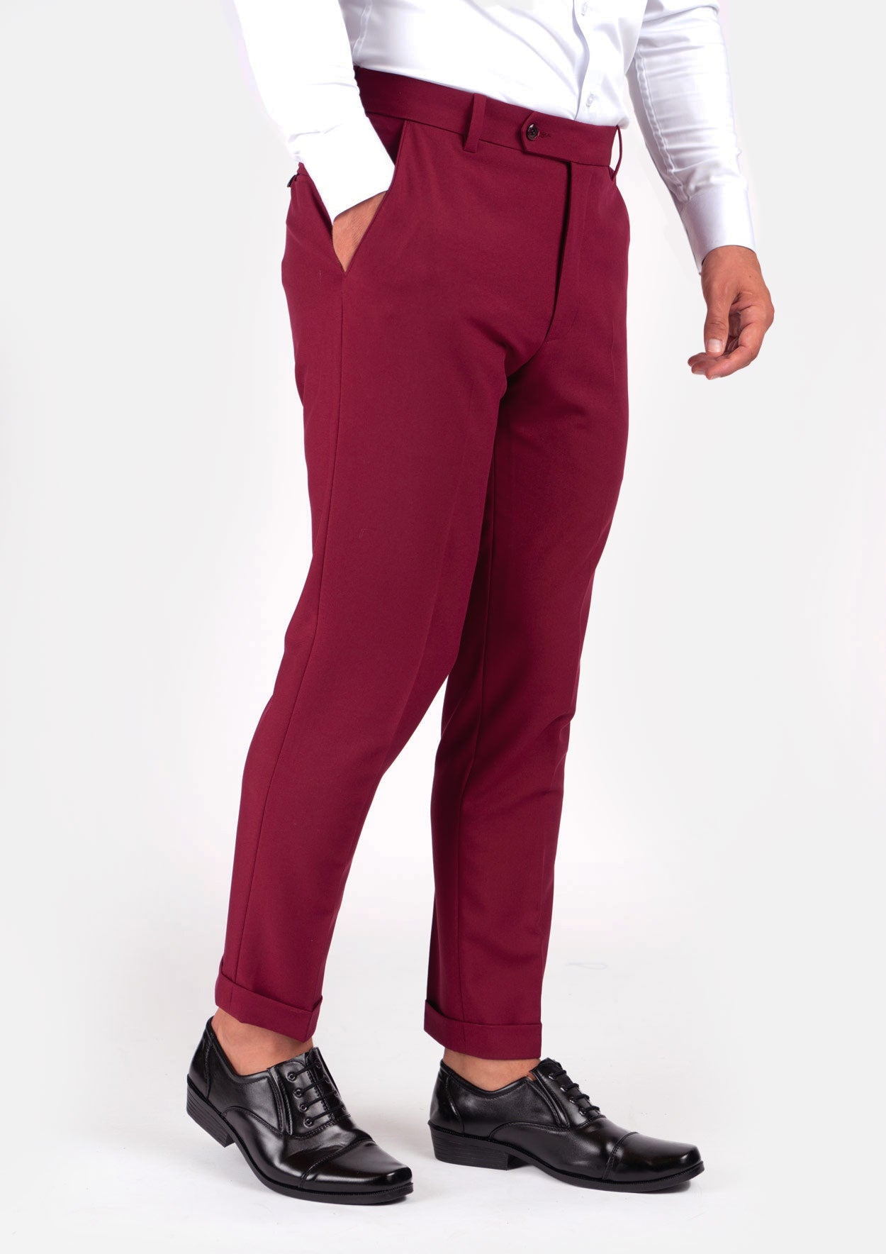 Claret Red Stretch Pants - SARTORO