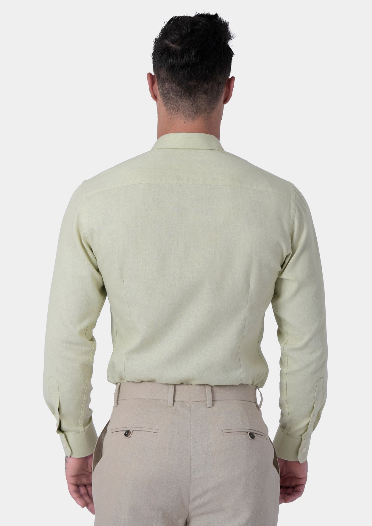 Olive Cream Linen Shirt - SARTORO