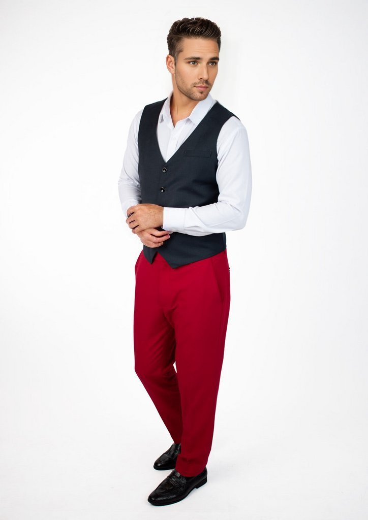 Dark Charcoal Twill Vest - SARTORO