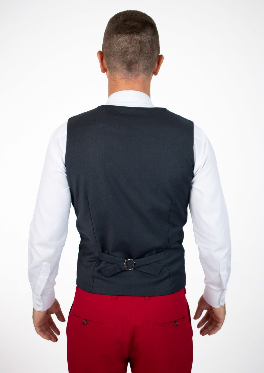 Dark Charcoal Twill Vest - SARTORO