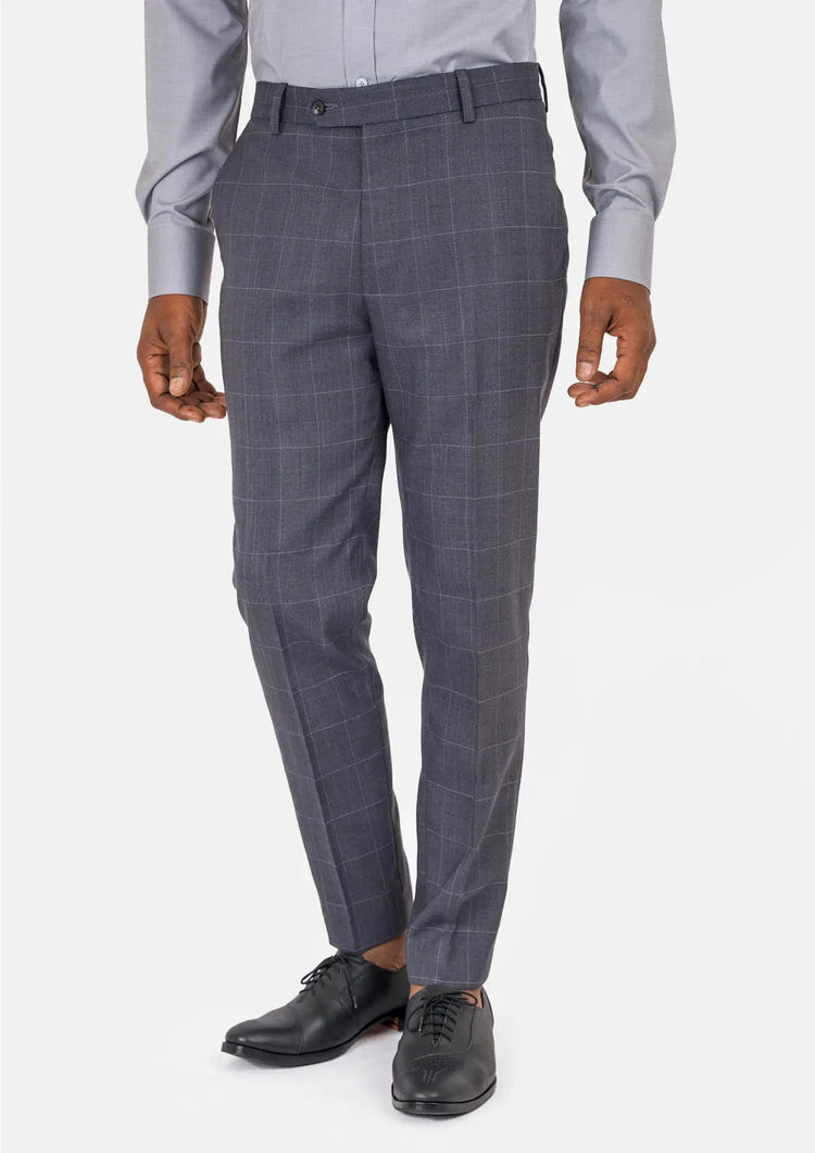 Dark Grey Windowpane Pants - SARTORO98