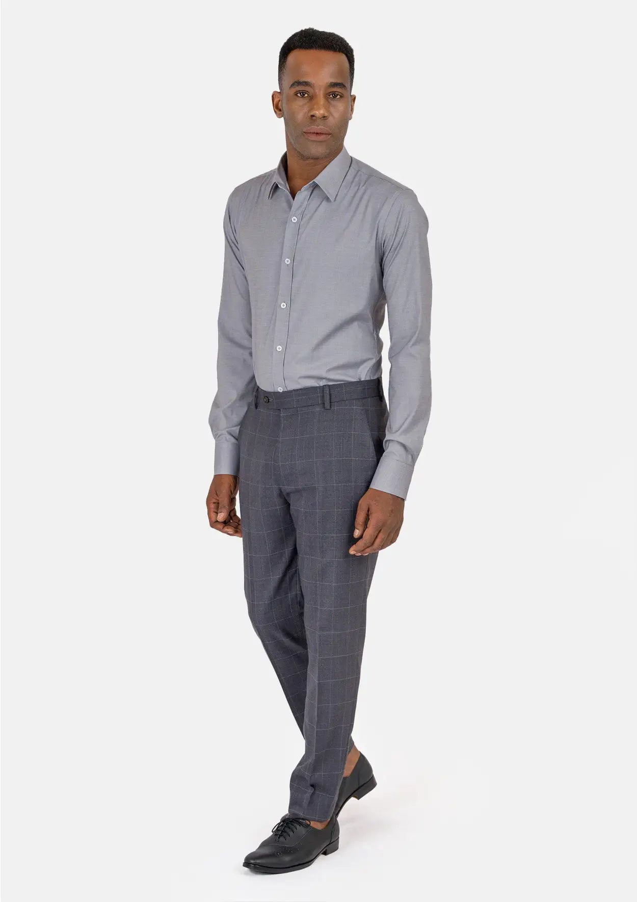 Dark Grey Windowpane Pants - SARTORO