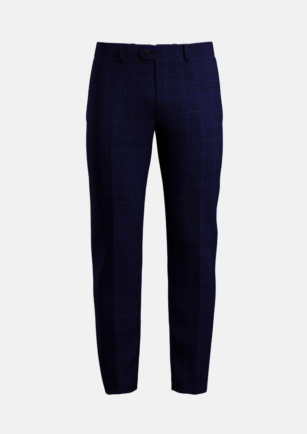 Deep Blue Flannel Windowpane Pants - SARTORO