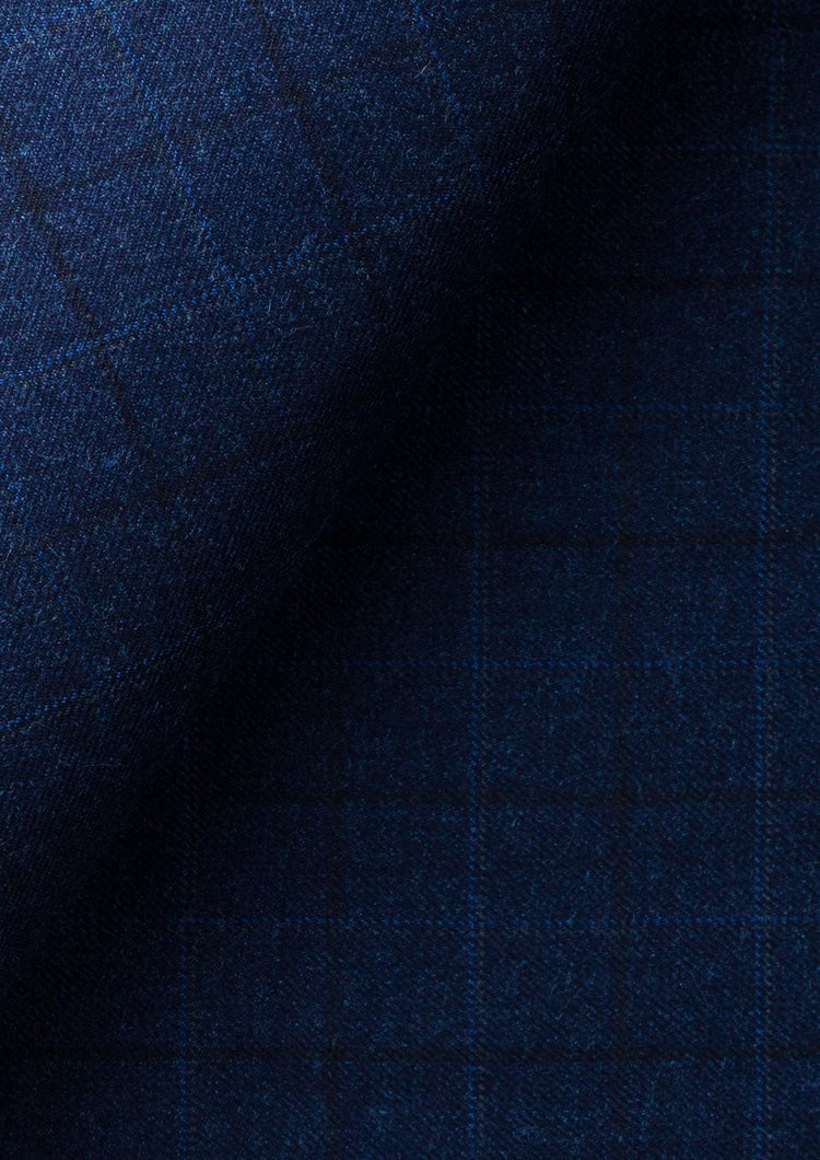 Deep Blue Flannel Windowpane Pants - SARTORO