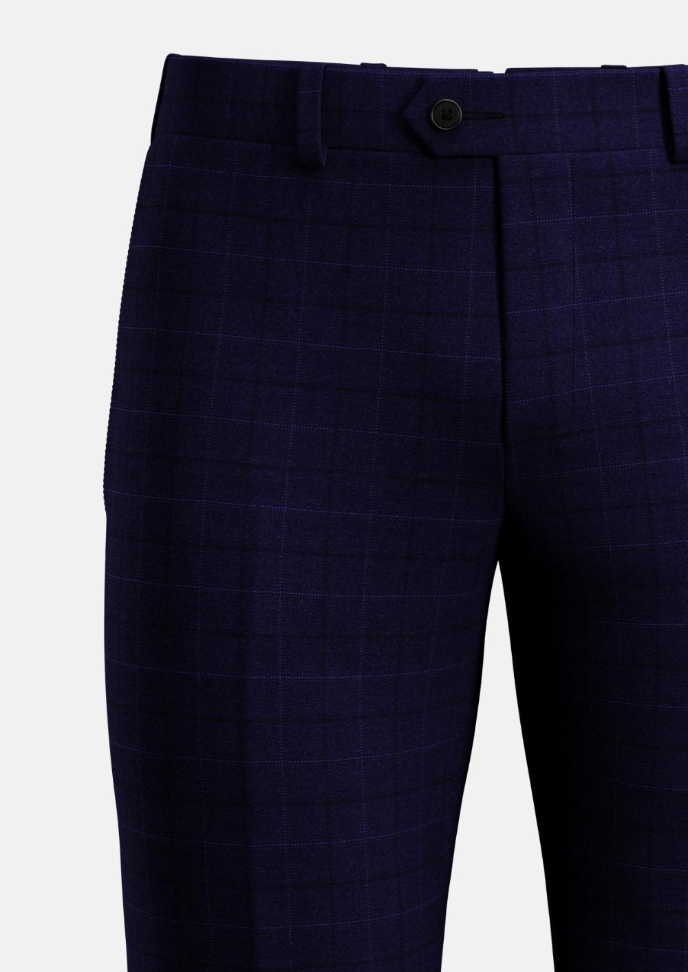 Deep Blue Flannel Windowpane Pants - SARTORO