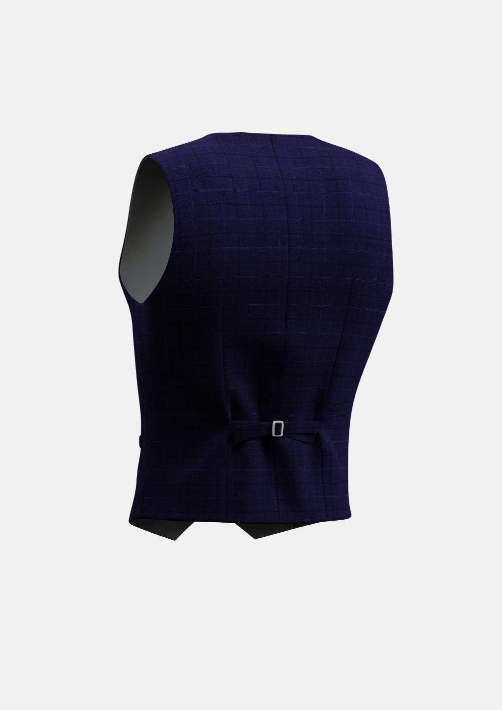 Deep Blue Flannel Windowpane Vest - SARTORO