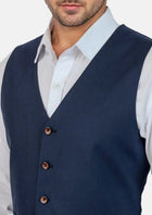Deep Blue Sharkskin Vest - SARTORO721