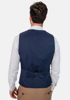 Deep Blue Sharkskin Vest - SARTORO582