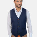 Deep Blue Sharkskin Vest - SARTORO