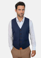 Deep Blue Sharkskin Vest - SARTORO444