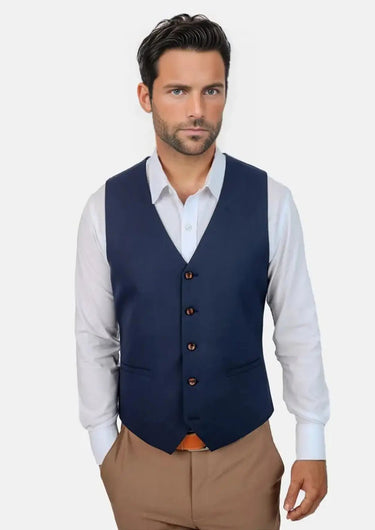 Deep Blue Sharkskin Vest - SARTORO