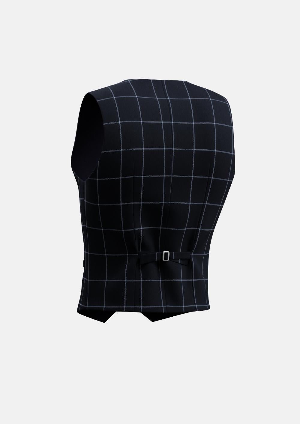 Deep Navy Windowpane Vest - SARTORO
